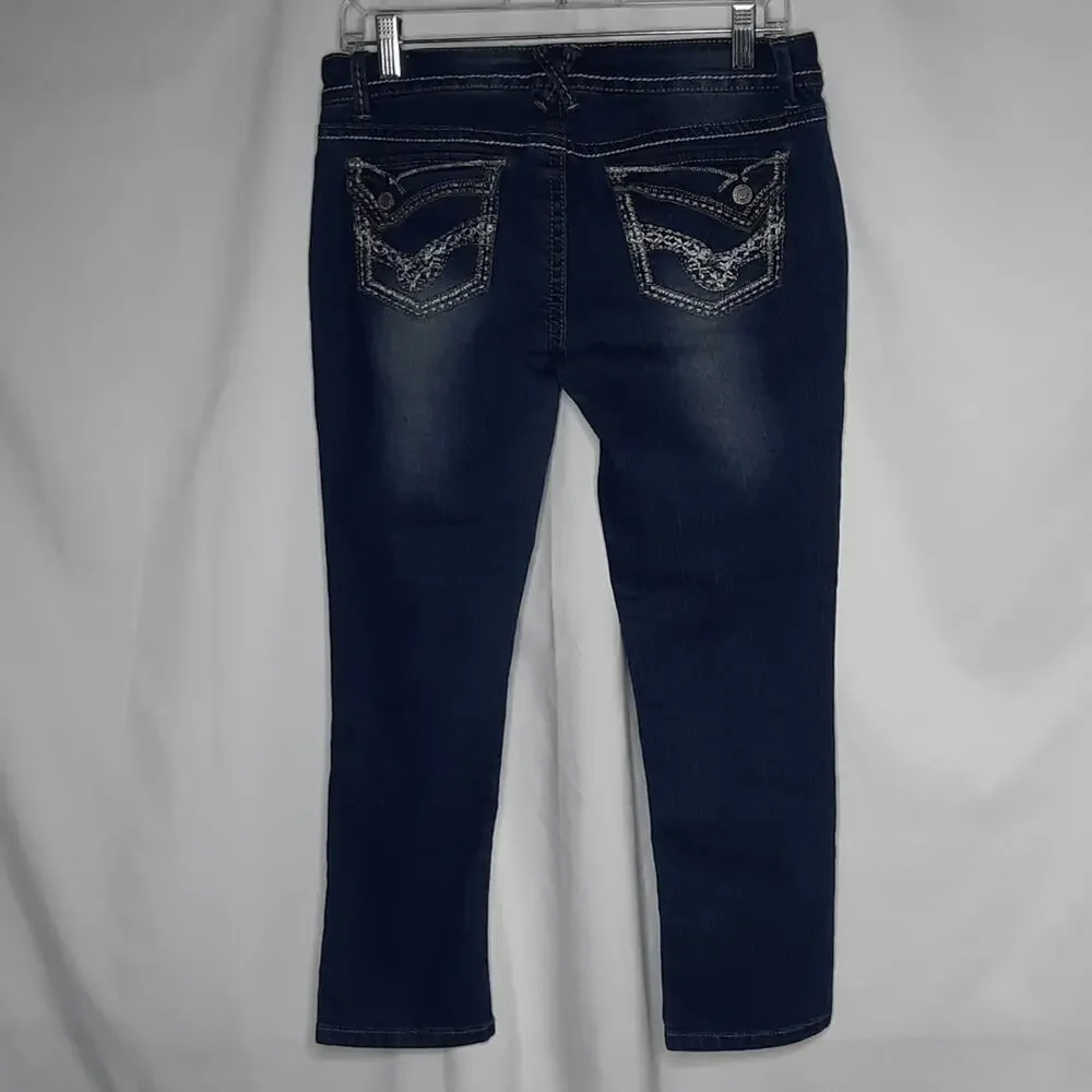 Rue 21 Women's Embroidered Distressed Cropped Jeans 5/6